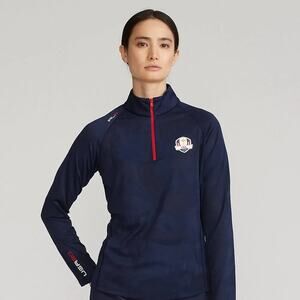 RLX Ralph Lauren Ryder Cup Mesh Camo Jacquard Womens Golf 1/4 Zip Shirt Size M